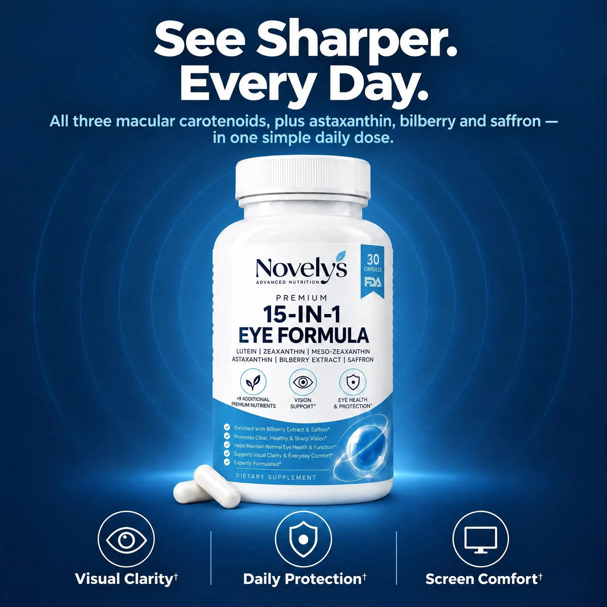 See sharper every day with Novelys 15-in-1 Eye Formula