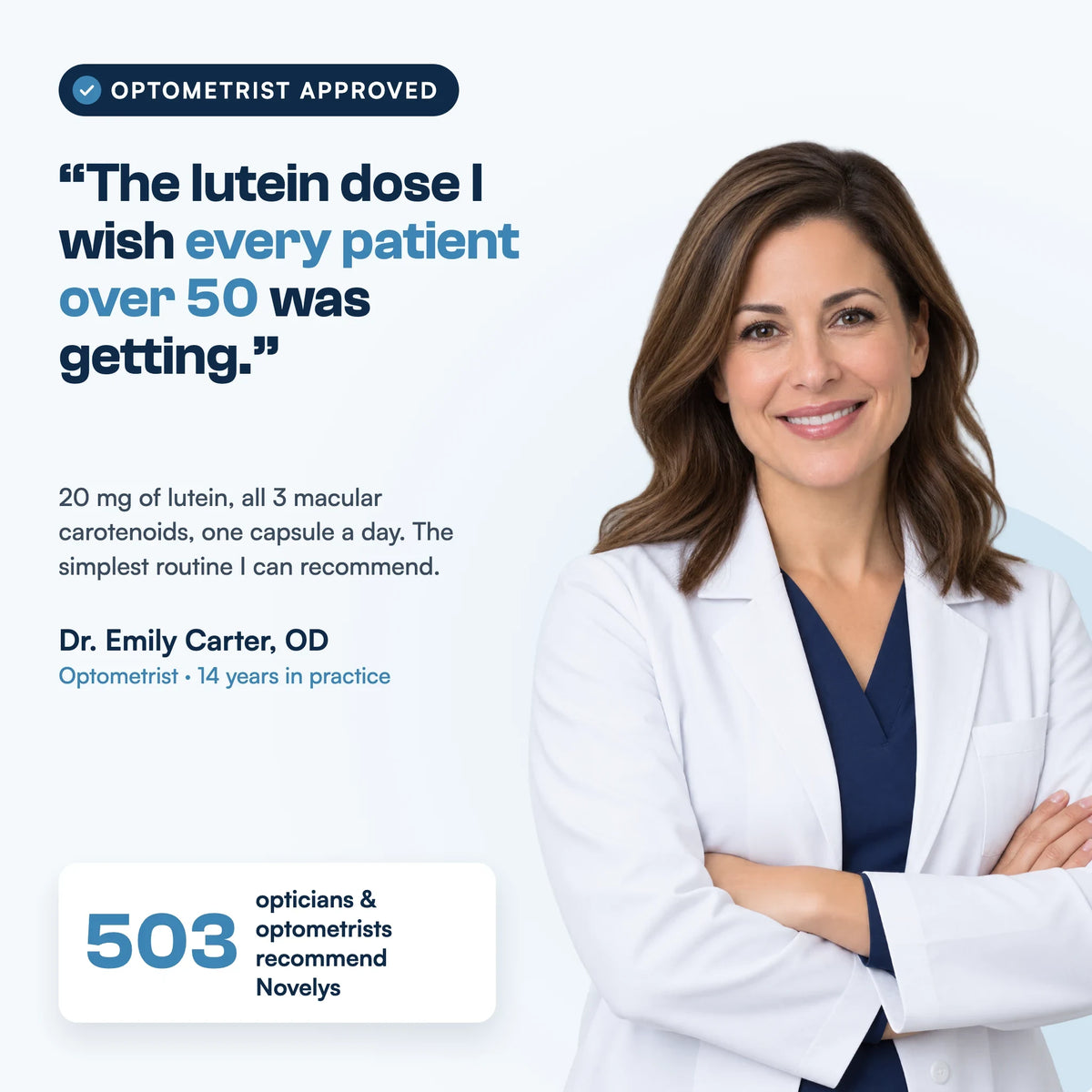 Optometrist approved: Dr. Emily Carter, OD recommends Novelys